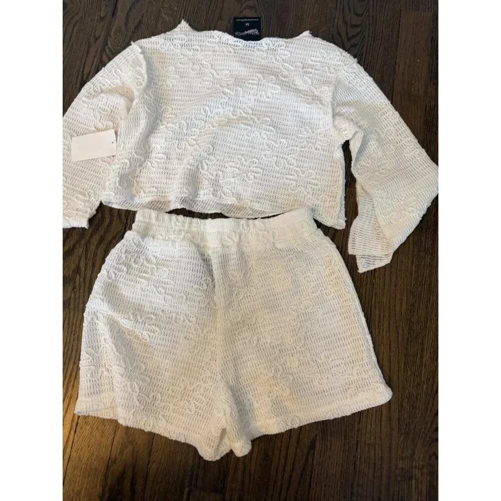 Ava & Yelly Tween Chevron Crochet Cover-Up White Sz M